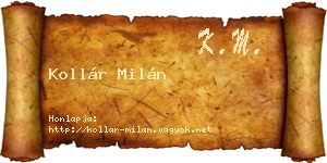Kollár Milán névjegykártya